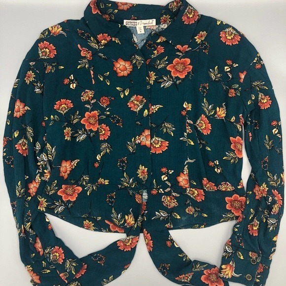 L Gypsies & Moondust Cropped Button Blouse‎ Medium - Picture 7 of 11